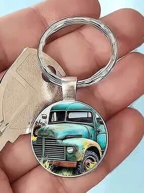 Stainless Steel VINTAGE TRUCK Keyring Keychain Accessory